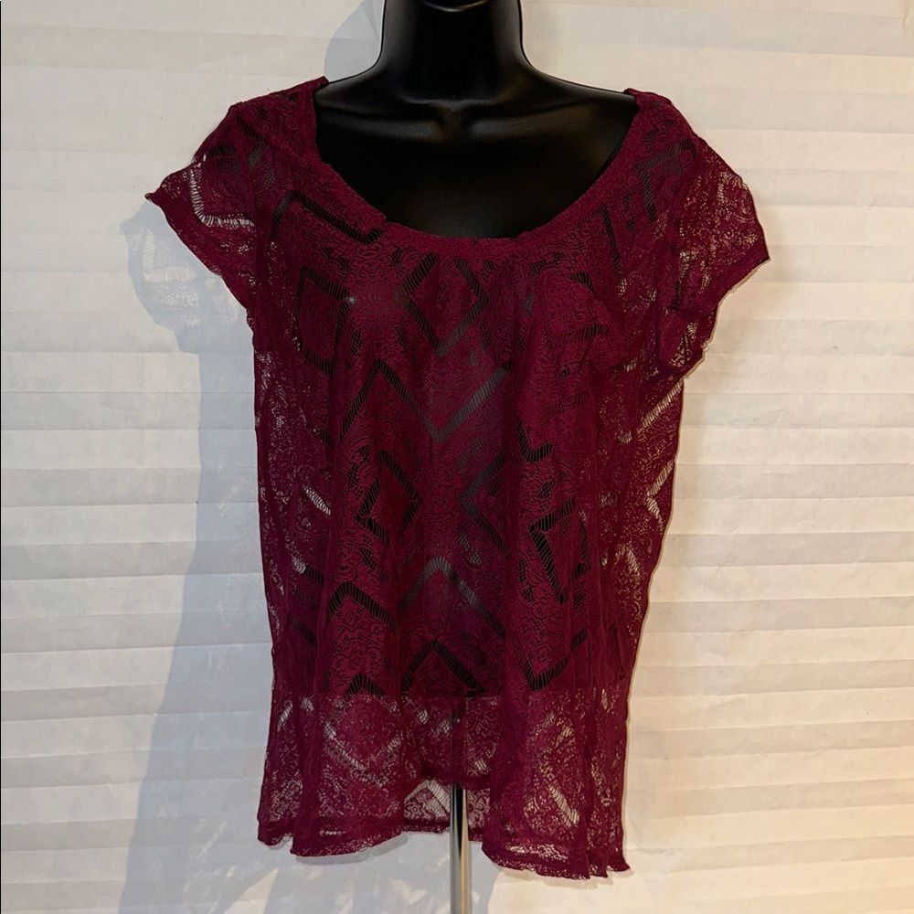 Kimchi Blue Burgundy Lace Blouse Women’s Medium